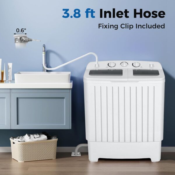 a8ea9a3217324f0eb7a27b26945fd6d7 Portable Washing Machine, Twin Tub 20 Lbs Capacity, Washer(12 Lbs) and Spinner(8 Lbs), Durable Design, Timer Control, Compact Laundry Washer for RV, Apartments and Dorms, Grey+White