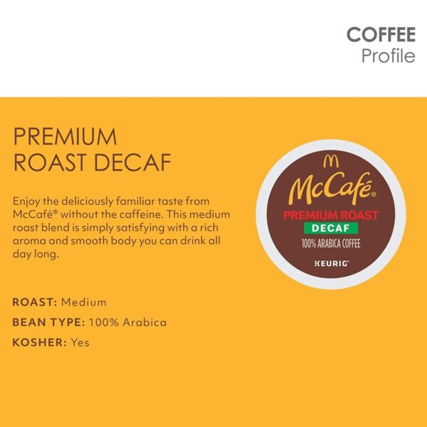 a95b6f8888db453e9399a04fd0f7058a McCafe Decaf Medium Roast K-Cup Coffee Pods, 84 Count, 100% Arabica, Recyclable, Kosher