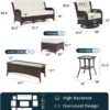 Outdoor Swivel Rocker Patio Chairs with 6-Inch Thick Cushions and Side Table, 3PCS High Back Wicker Patio Furniture Set for Porch, Balcony, Deck and Yard in Blue