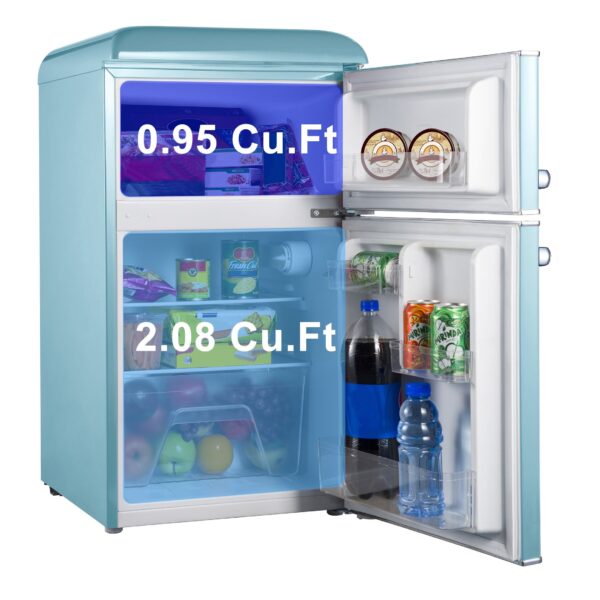 aa7a3bcc4bad434080d5836ca436c1ad 3.1 Cu.ft Dual Door Retro Refrigerator True Freezer, Blue