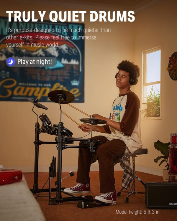 aa864ed20ce9478687b4752aff753b7a Donner DED-80 Electronic Drum Set, Electric Drum Set for Beginner with 4 Quiet Mesh Drum Pads, 2 Switch Pedal, 180+ Sounds, Throne, On-Ear Headphones, Sticks, and Melodics Lessons Included.