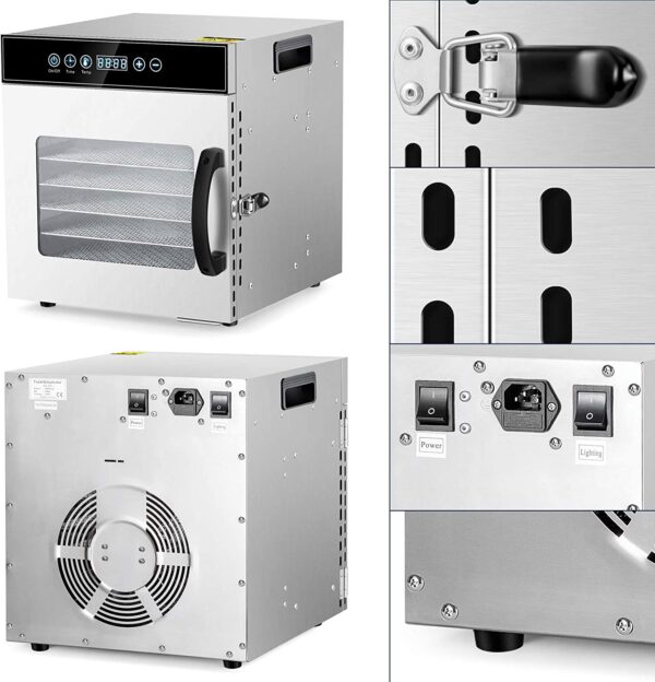 aaf8f8b85a3e46f0b5124d7beb6ff783 Tray Food Dehydrator, Steel Fruit Dry Machine with 30 90∼C Adjustable Thermostat, 24hr Digital Timer