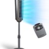 LASKO Elevation 42”-54” Adjustable Height Pedestal Tower Fans for Home, 31 ft/s Airflow, Quiet 28 dB on Low, 90° Oscillation, 12 Hour Timer, Remote Control, Black, EST100