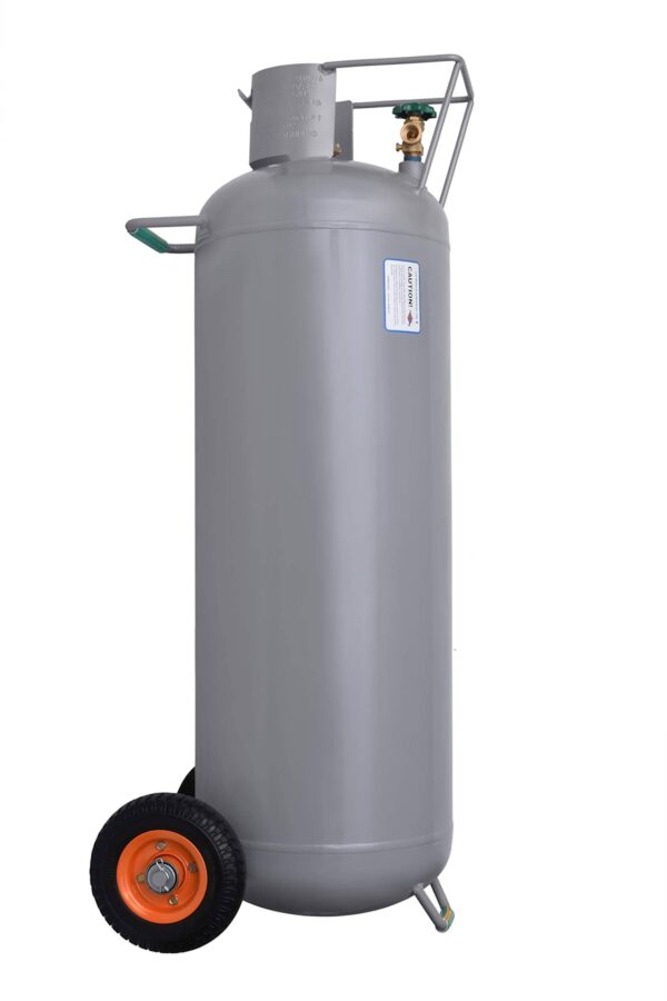 ab138f8190c74637a24ce49b48b3c20b 100 lbs. Horizontal and Vertical Hog Propane Cylinder with Wheels