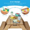 Best Choice Products Kids 3-in-1 Outdoor Convertible Activity Sand & Water Picnic Table w/ Umbrella - Navy