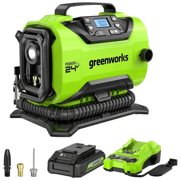 abab2ccbdcfc467e82f1add28b24ece0 24 Volt Battery Powered 160-PSI Inflator with 2.0 Ah USB-C Battery & Charger - Green