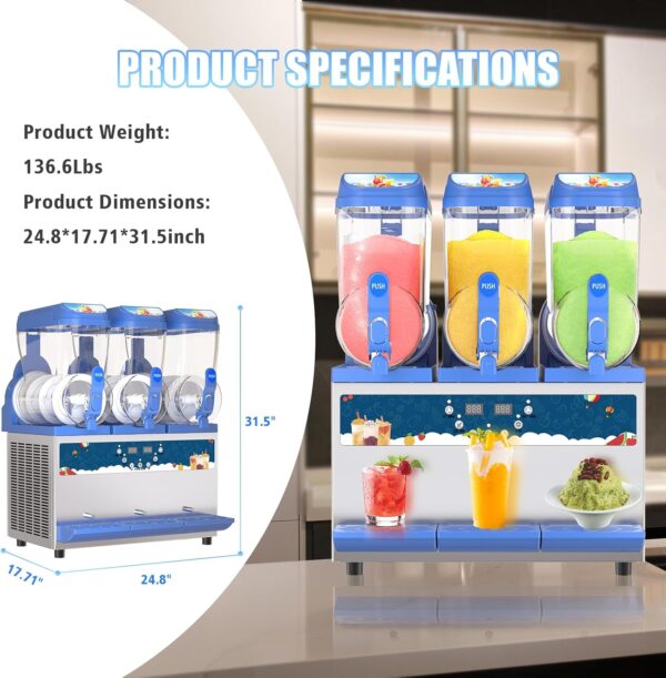 abc250b7ab7943c8bb81b4afd3d37729 Commercial Slushy Machine - 1000W 30L Tanks Slush Maker Machine 304 Stainless Steel Commercial Margarita Machines Efficient Cooling the Ideal Slushie Maker for Bars Cafes Restaurants