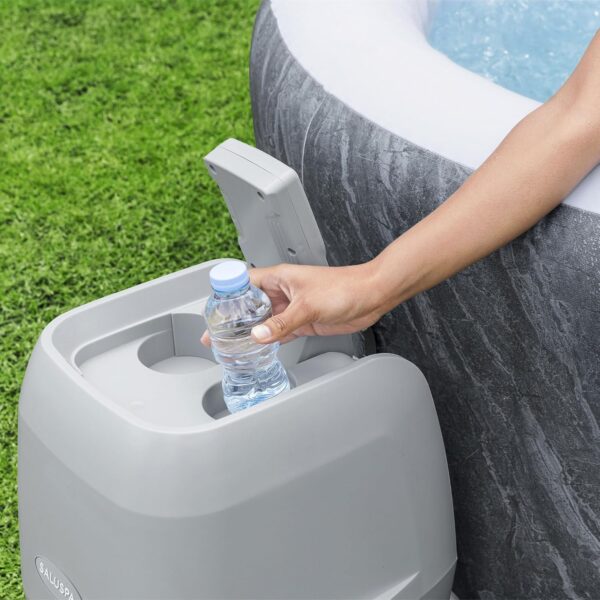 abc55f64d27c4e97a11d986ab958f81f Bestway SaluSpa Fiji AirJet Large Round 2 to 4 Person Inflatable Hot Tub Portable Outdoor Spa with 120 AirJets and EnergySense Cover, Grey