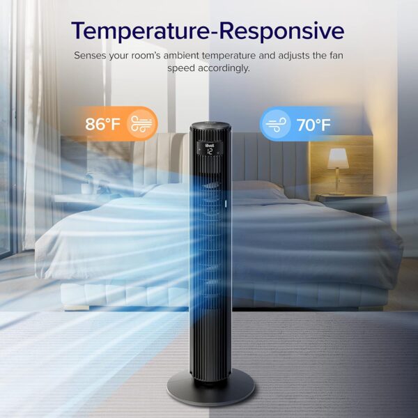 abc69e14b776454f8af152fc05328799 LEVOIT Tower Fan for Bedroom, Standing Fan that Blows Cold Air for Home, 28dB Quiet for Sleep, Remote, 90° Oscillation, 12H Timer, 25ft/s Velocity, 5 Speeds, 4 Modes, Bladeless 36 inch, White
