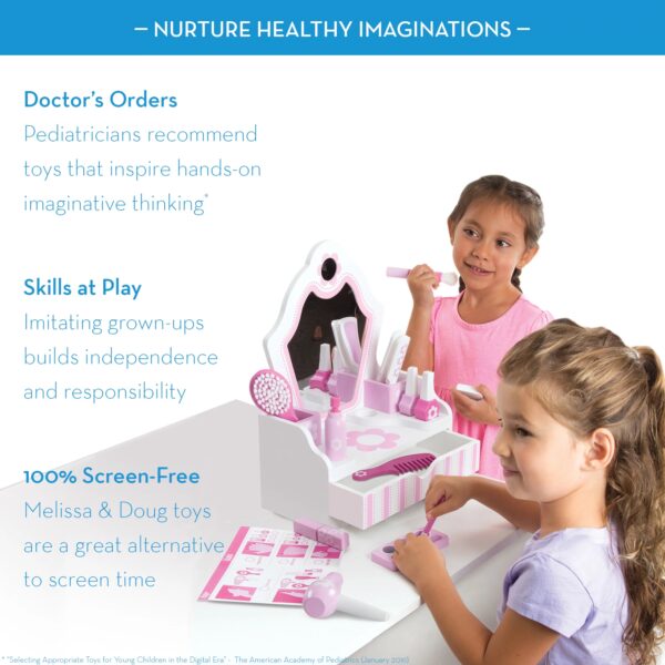 Melissa & Doug Wooden Beauty Salon Play Set With Vanity and Accessories (18 pcs) - FSC Certified
