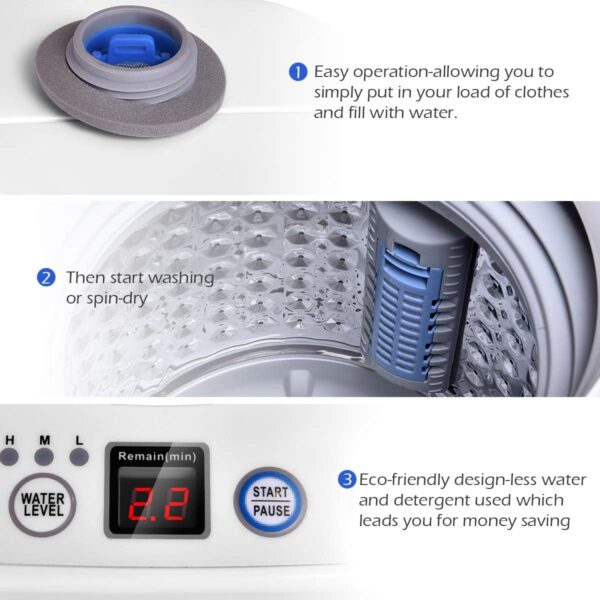 ac35296de66b46cc8dba3ba573bff3e3 Portable Washing Machine, Full Automatic Washer and Dryer Combo, with Built-in Pump Drain 8 LBS Capacity Compact Laundry Washer Spin Dryer for Apartment RV Dorm