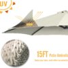 15ft Patio Umbrella with Solar Lights, Large Double Umbrella Outdoor, Rectangle 180''x106'' Umbrellas with 156 PCS LED Lights and Crank Handle for Backyard Deck Pool Shade in Black(1.9" Pole)