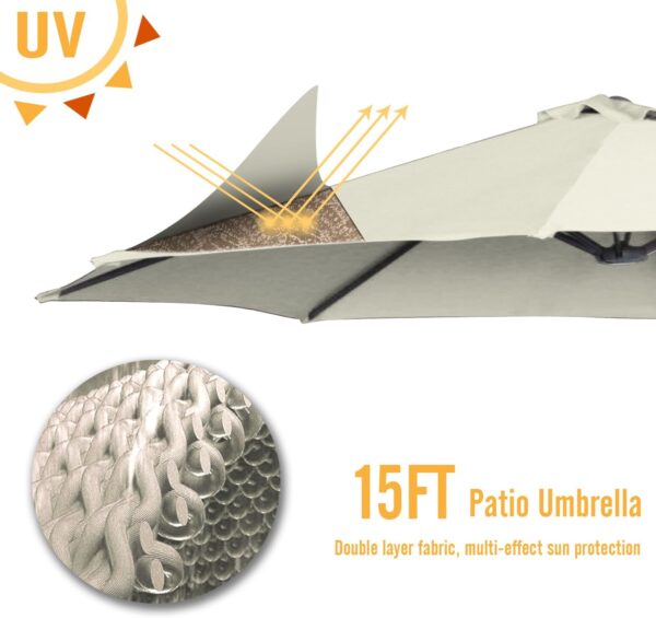 ac574ff8744040f6b4e2a96937f2892f 15ft Patio Umbrella with Solar Lights, Large Double Umbrella Outdoor, Rectangle 180''x106'' Umbrellas with 156 PCS LED Lights and Crank Handle for Backyard Deck Pool Shade in Black(1.9" Pole)