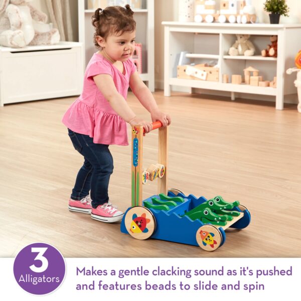 ac6c9edb75474e72987dd3a5d0f9dd23 Deluxe Chomp and Clack Alligator Wooden Push Toy and Activity Walker