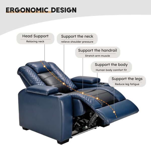 ac87229cafa14a59b4fae216c6d56578 Power Home Theater Seating Set of 3, Brown Faux Leather Electric Recliner Chair with Powered Headrest, Dual Motors Movie Reclining Chairs with LED Lights,USB Port,Cup Holders, Hidden Arm Storage