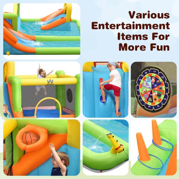 acbeeb68dcb14756bdd5f65c4543d80b Costway Inflatable Water Slide Park Bounce House Splash Pool with 750W Blower