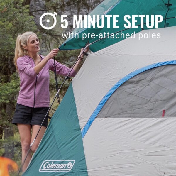 acfe8b10c8c4407f9c575dc286e07a58 Coleman Skydome 8-Person Camping Tent, 1 Room, Green
