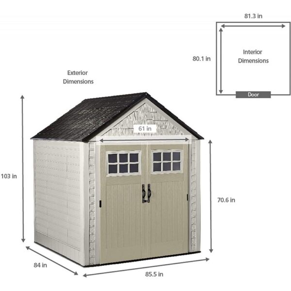 ad0ad10663e54a43b162f5622031f867 Rubbermaid 7×7 Ft Durable Weather Resistant Resin Outdoor Garden Storage Shed with Windows and Utility Hooks, Sand