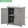 Potting Bench with Storage Cabinet and Metal Table Top for Outdoor Patio, Garden Furniture Wood Workstation