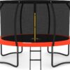 Trampoline with Enclosure - Recreational Trampolines with Ladder and AntiRust Coating, ASTM Approval Outdoor Trampoline for Kids