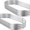 2Pcs Galvanized Raised Garden Bed Kit, 10×4×1ft Galvanized Planter Raised Garden Boxes Outdoor, Oval Large Metal Raised Garden Beds for Vegetables…………