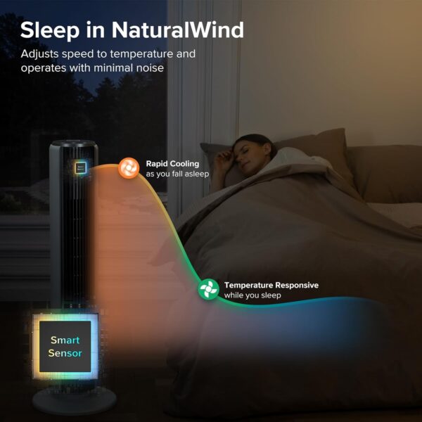 ade166c8b46e48319ee92a01393b5f81 LEVOIT Tower Fan for Bedroom, Standing Fan that Blows Cold Air for Home, 28dB Quiet for Sleep, Remote, 90° Oscillation, 12H Timer, 25ft/s Velocity, 5 Speeds, 4 Modes, Bladeless 36 inch, White
