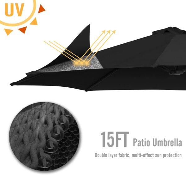 ae083ec1a0cb41f7b16f4a45a1fe7a9e 15ft Patio Umbrella with Solar Lights, Large Double Umbrella Outdoor, Rectangle 180''x106'' Umbrellas with 156 PCS LED Lights and Crank Handle for Backyard Deck Pool Shade in Black(1.9" Pole)