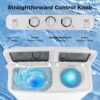 Portable Washing Machine, Twin Tub 20 Lbs Capacity, Washer(12 Lbs) and Spinner(8 Lbs), Durable Design, Timer Control, Compact Laundry Washer for RV, Apartments and Dorms, Grey+White