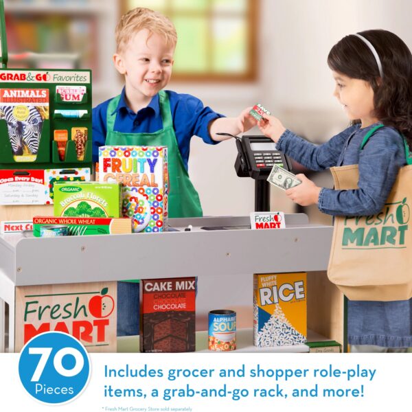 Melissa & Doug Fresh Mart Grocery Store Play Food and Role Play Companion Set