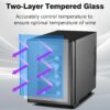 24 inch Wine Cooler, 46 Bottle - Dual Zone Built-in or Freestanding Fridge with Stainless Steel Reversible Glass Door, for Home, Kitchen, or Office.