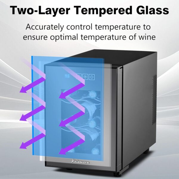 ae5b2856a71f4608b9152457dead0004 24 inch Wine Cooler, 46 Bottle - Dual Zone Built-in or Freestanding Fridge with Stainless Steel Reversible Glass Door, for Home, Kitchen, or Office.