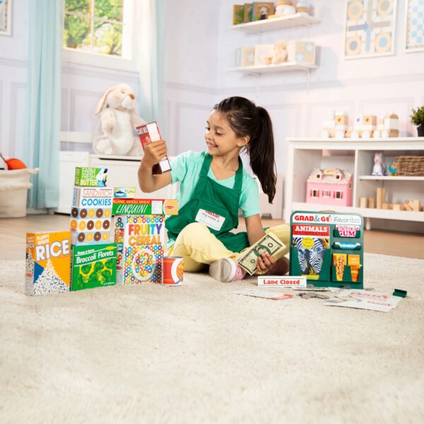 Melissa & Doug Fresh Mart Grocery Store Play Food and Role Play Companion Set