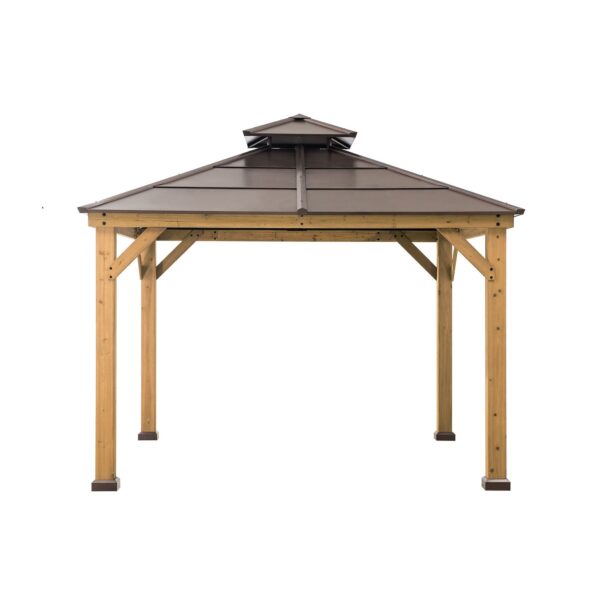 aebfe052ed17447e9720f0a2a5277910 10 ft. x 10 ft. Cedar Framed Gazebo with Steel 2-Tier Hip Roof Hardtop