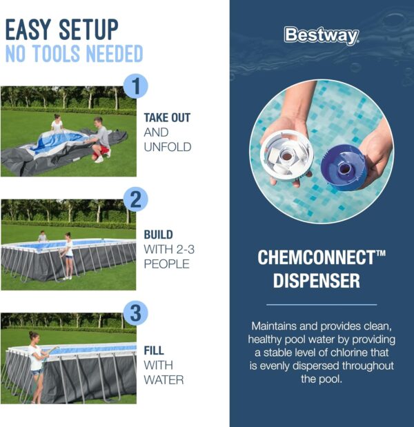 aece5634af9a4d6590af6483fffe3387 Bestway Oval Above Ground Pool Set (10' x 6'7" x 33")| Includes Filter Pump & ChemConnect Dispenser