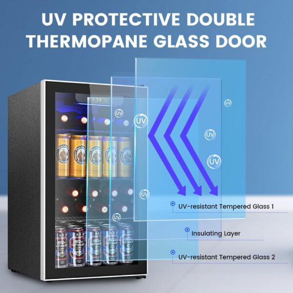 af6cc68111304e728e73d7a97daf23c8 Mini Fridge 130 Can Beverage Refrigerator Cooler, 3.2 Cu.Ft Drink Fridge for Soda Wine Beer, Adjustable Temperature Control for Home Office, Black