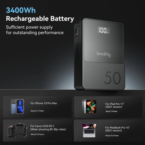 af6e504cfd2e46ef88270a191454dd92 SmallRig 3400mAh 50Wh 14.8V mini V Mount Battery