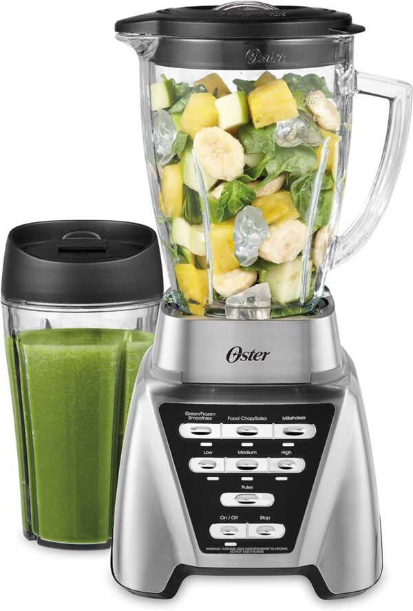 b024cfba1cbb4bad8fd8fa0a673f2625 Oster Blender | Pro 1200 with Glass Jar, 24-Ounce Smoothie Cup, Brushed Nickel