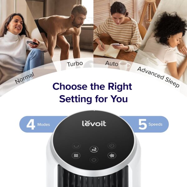 b058e9e4733b48c7a32b2c004d507e54 LEVOIT Tower Fan for Bedroom, Standing Fan that Blows Cold Air for Home, 28dB Quiet for Sleep, Remote, 90° Oscillation, 12H Timer, 25ft/s Velocity, 5 Speeds, 4 Modes, Bladeless 36 inch, White