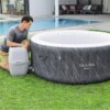 Bestway SaluSpa Fiji AirJet Large Round 2 to 4 Person Inflatable Hot Tub Portable Outdoor Spa with 120 AirJets and EnergySense Cover, Grey