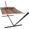 Sunnydaze 2-Person Freestanding Quilted Fabric Hammock with 15' Stand - Canyon Sunset