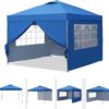 10x10 Pop Up Canopy Tent, Outdoor Canopy Tent, Patio Tent,Commercial Instant Gazebos,4 Sidewalls, Portable Shelter Canopies, with 4 sandbags, Blue.