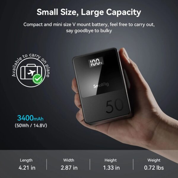 b162ea06f19c43d88a0e6eadb4939474 SmallRig 3400mAh 50Wh 14.8V mini V Mount Battery
