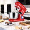 Stand Mixer, 6-Speed Electric Mixer, Tilt-Head Food Mixer with Dough Hook, Wire Whip & Beater, 6.2QT Stainless Steel Bowl, Red