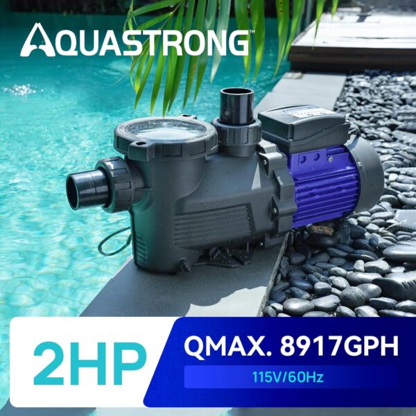 b1732bd8ed1143b09084c3ea572e7ed9 AQUASTRONG In/Above Ground Pool Pump, High Flow (with Timer, 2HP, 8917 GPH, 220V)
