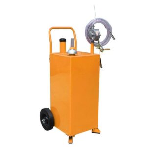 30 Gallon Red Gas Caddy Tank Gasoline Fluid Diesel w Rotary Pump and Hose