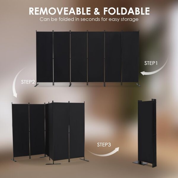 b3368009a4104b8d8fa1a60c15f5dec6 RANTILA 3 Panel Privacy Screen, 6 Ft Tall Folding Privacy Screen Room Dividers, Freestanding Room Partition Wall Dividers, 102''W x 20''D x 71''H, Black