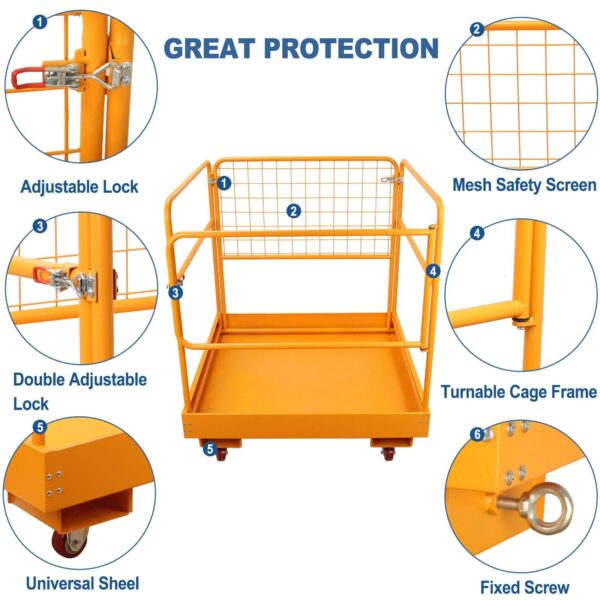 b34b5b7b77944ab1b914ef4ad127bc22 Sidasu Forklift Safety Cage 36x36 Inches Forklift Work Platform