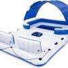 Tropical Breeze 6 Person Inflatable Party Island Large Relaxing Water Float with Detachable Sunshade and Cooler Bag