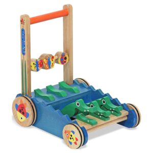 Deluxe Chomp and Clack Alligator Wooden Push Toy and Activity Walker