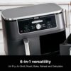 DZ401 Foodi 10 Quart 6-in-1 DualZone XL 2-Basket Air Fryer with 2 Independent Frying Baskets, Match Cook & Smart Finish to Roast, Broil, Dehydrate for Quick, Easy Family-Sized Meals, Grey